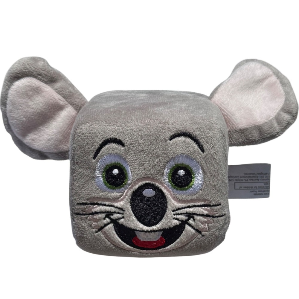 Chuck E. Cheese Cube‎ Plush Mascot Toy Small Square Polyester Gray